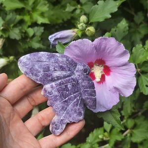 Carved Lepidolite Butterfly Crystal Sculpture